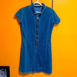 Denim stretchy dress. Zipper front. Size 11